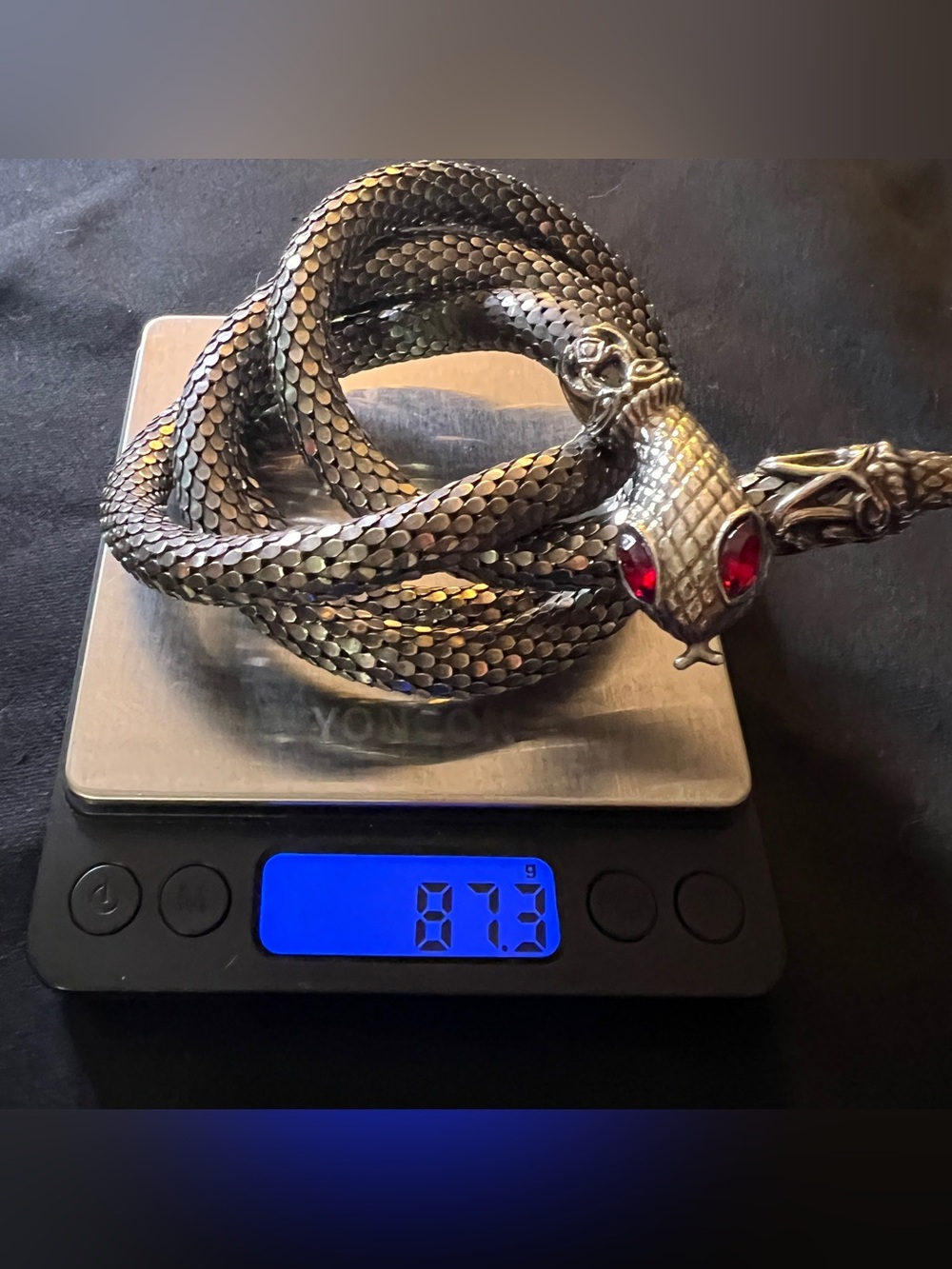 DL Auld Vintage Chainmail Mesh Snake Belt Necklace Silver Gunmetal Lariat 40” - Picture 10 of 14